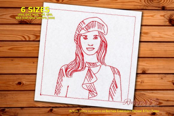 Gorgeous Girl in Vintage Hat Redwork Review